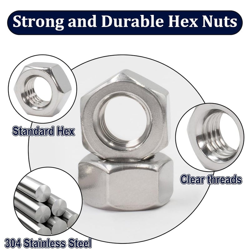 ZQZ 5/16"-18 Hex Nuts,90 Pack 304 (A2-70) Stainless Steel Hardware Nuts,Standard Inch Coarse Thread Nuts - Image 3